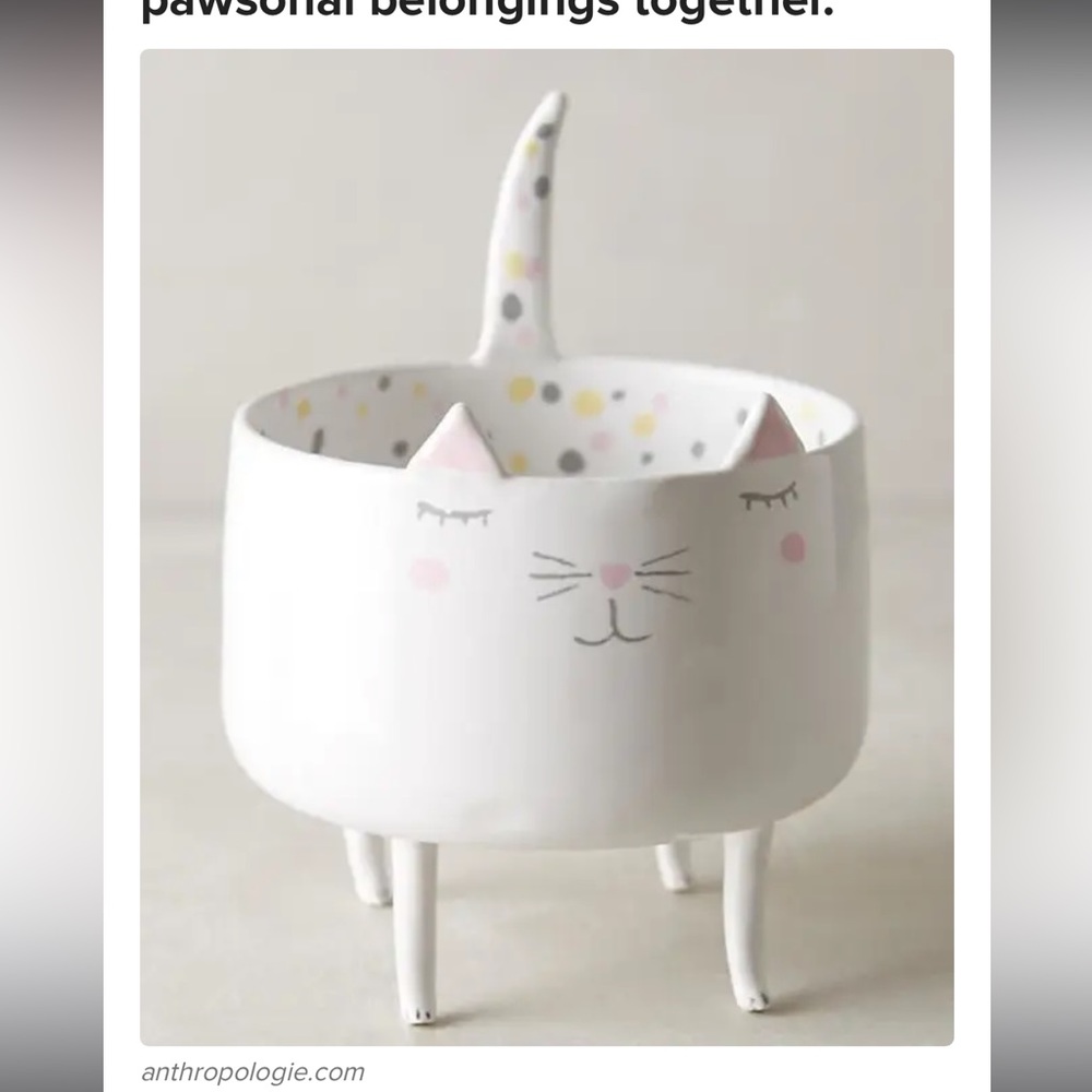 Anthropologie Adorable Cat Kitten Pedestal Planter